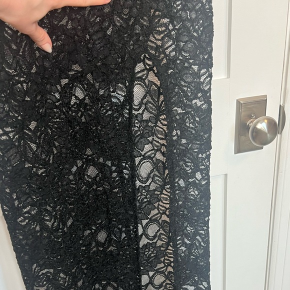 Lace Biker Mini Skirt with Slit - Picture 3 of 7